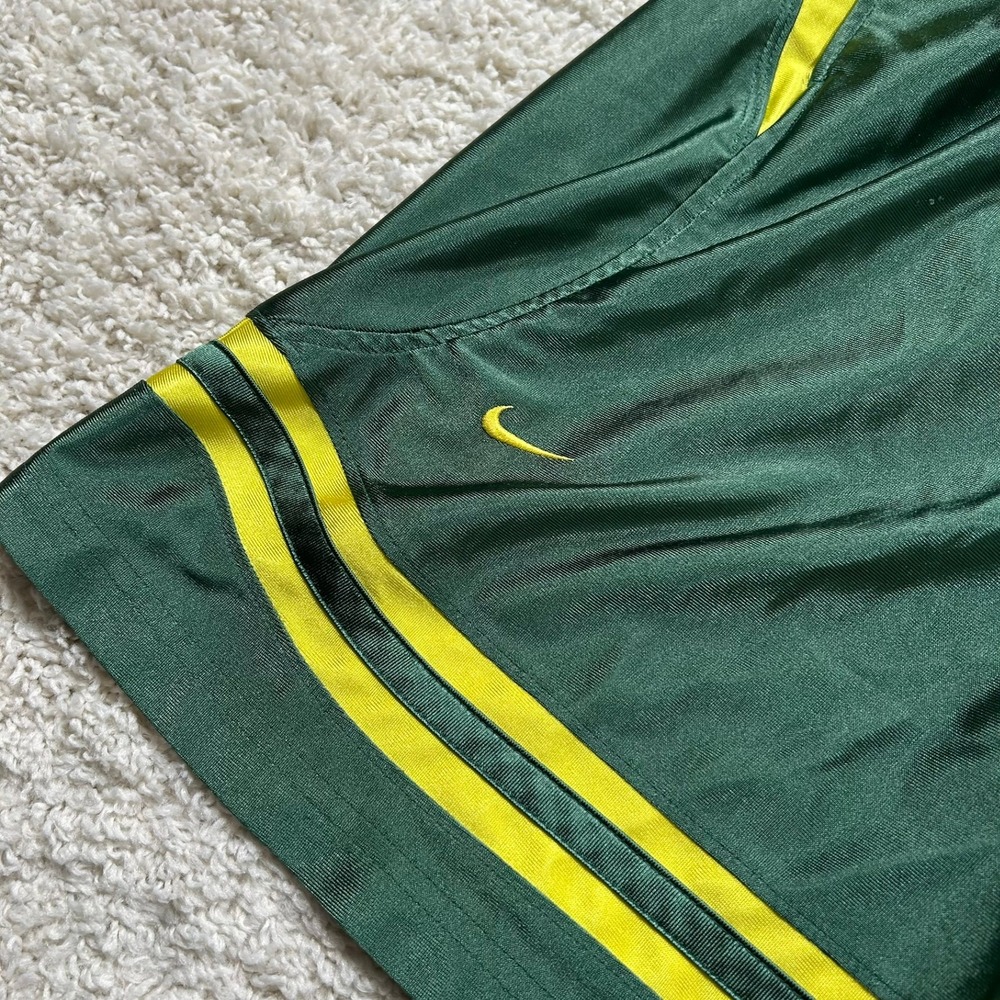 Nike Basketball Shorts XL Green Oregon Ducks Team Shiny Dazzle Baggy Striped - Picture 6 of 9